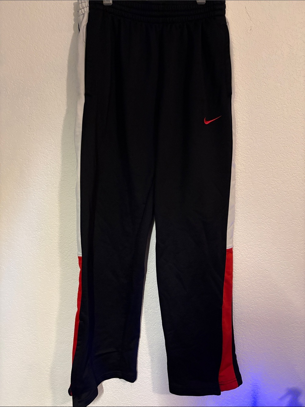 Nike Mens Black Track Pants with Red & White Accents